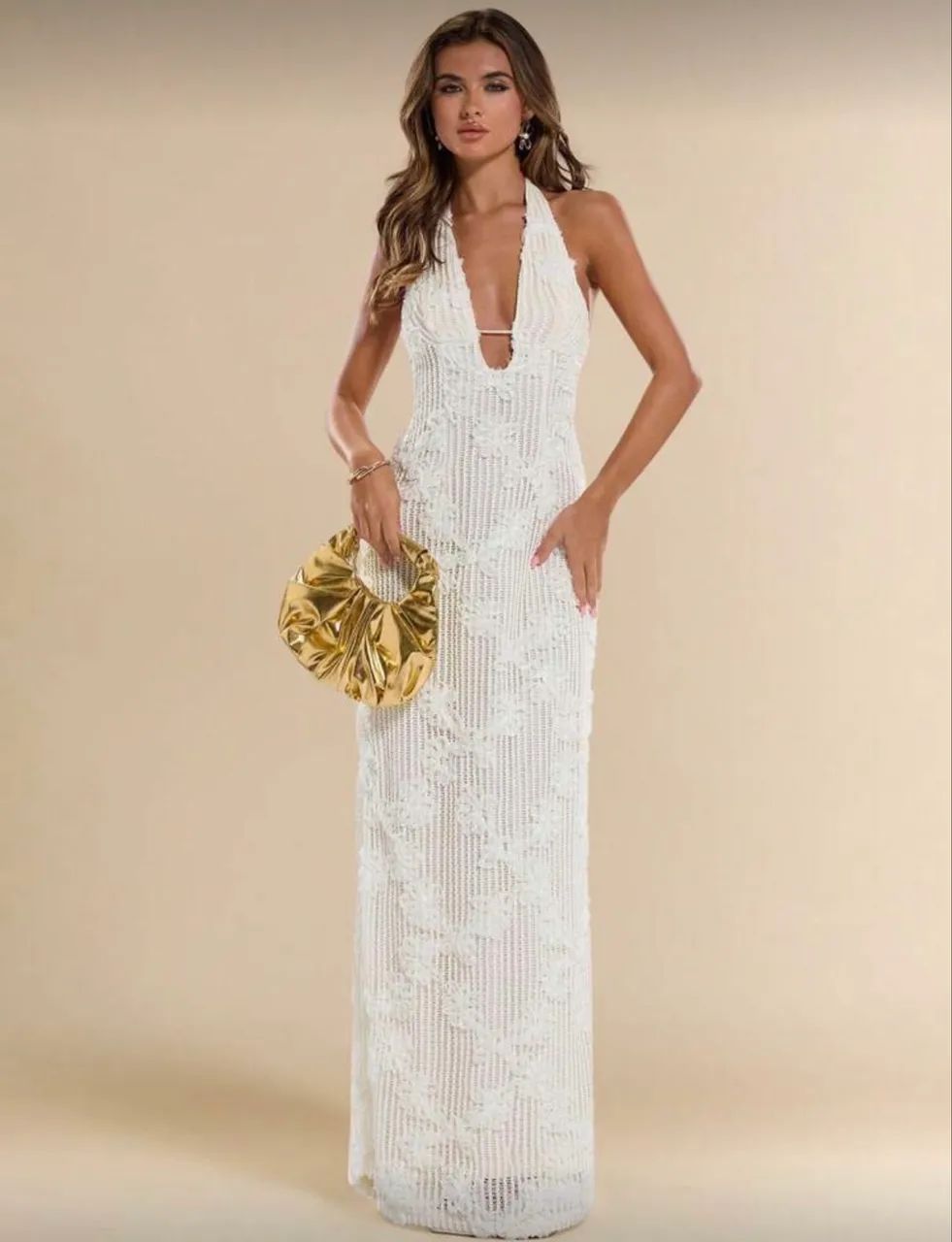 Vestido Branco Renda Bordado Longo  - Foto 3