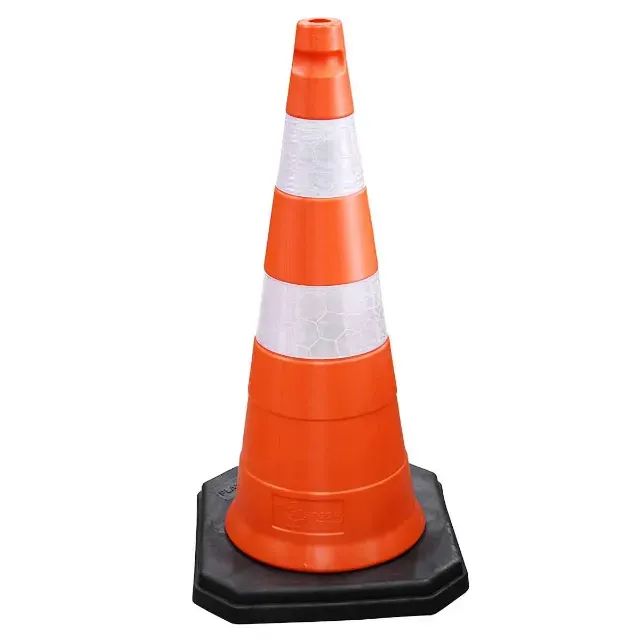 Cone de Sinalização 75 cm Refletivo Laranja/Branco c/ Base - Fonte dos Epis - Foto 2