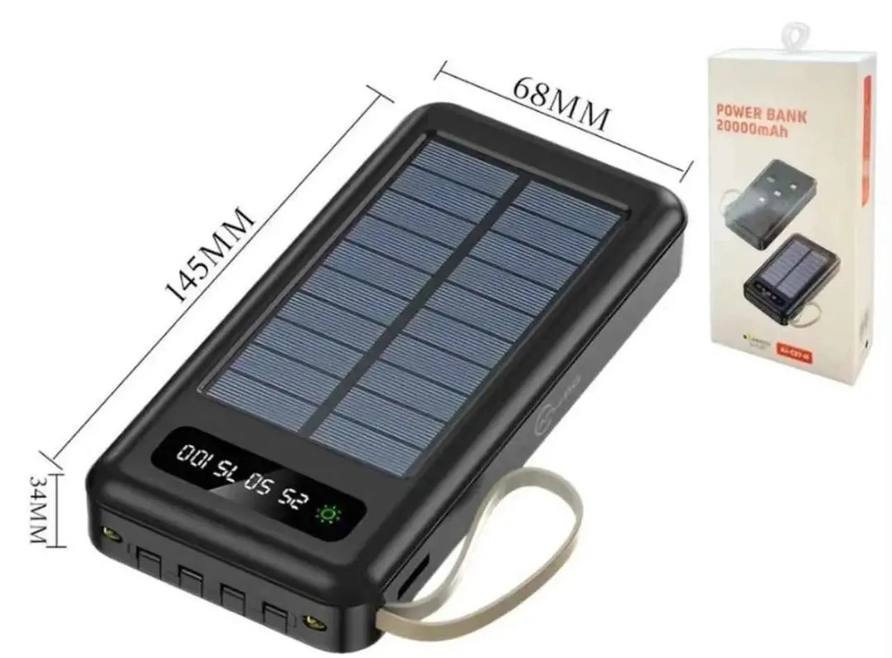 Power bank solar cor branca e preto 20000mhz - Foto 2