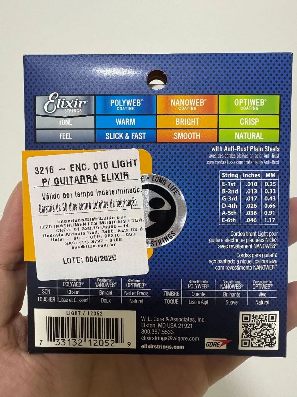 Corda de guitarra Elixir nanoweb 010-046 original - Foto 4