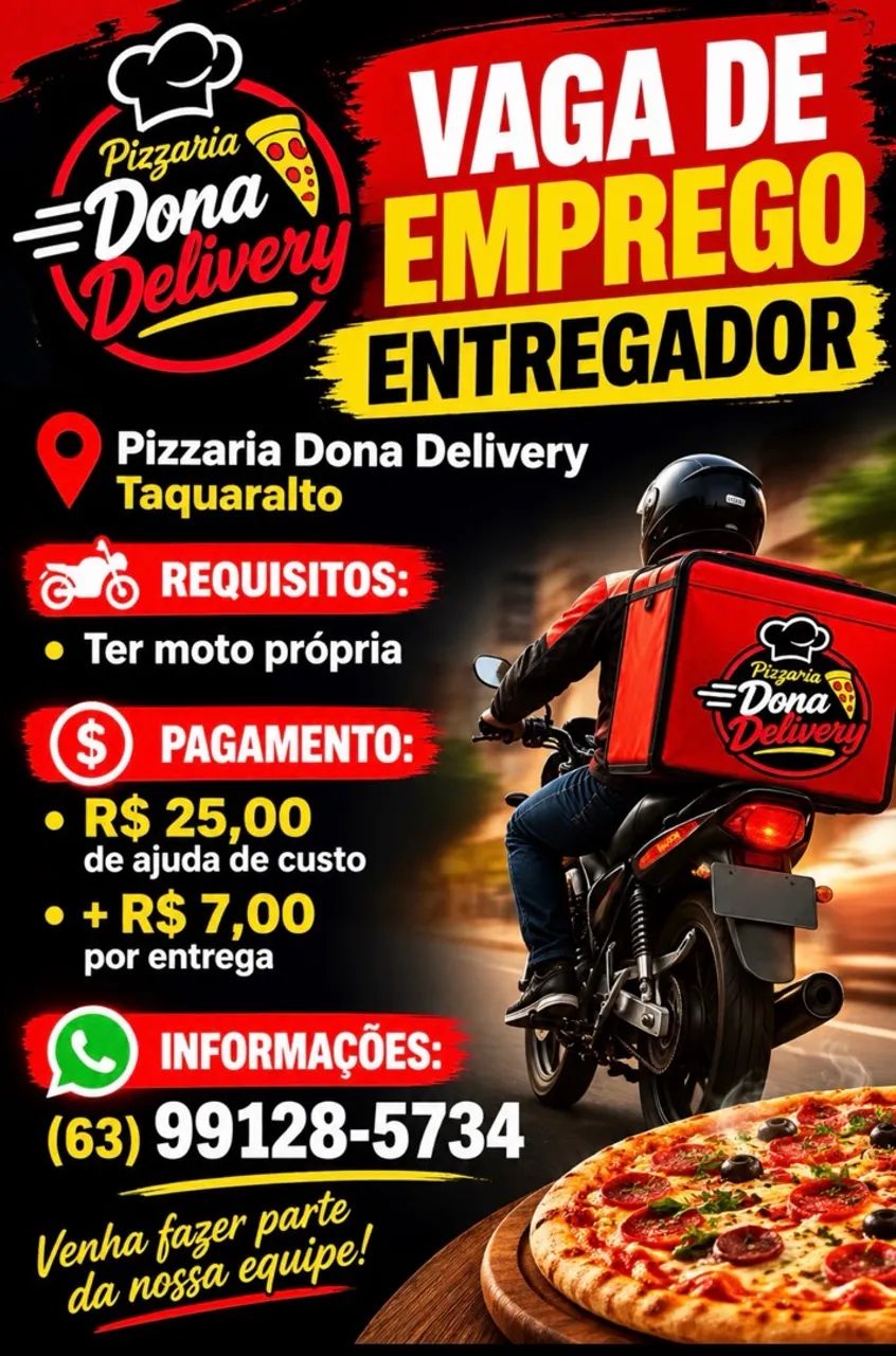 Vaga de entregador com moto própria