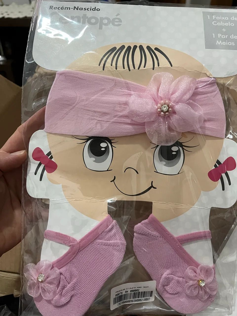 Kit recém-nascido Bebê Faixa de cabelo e sapatinho meia
