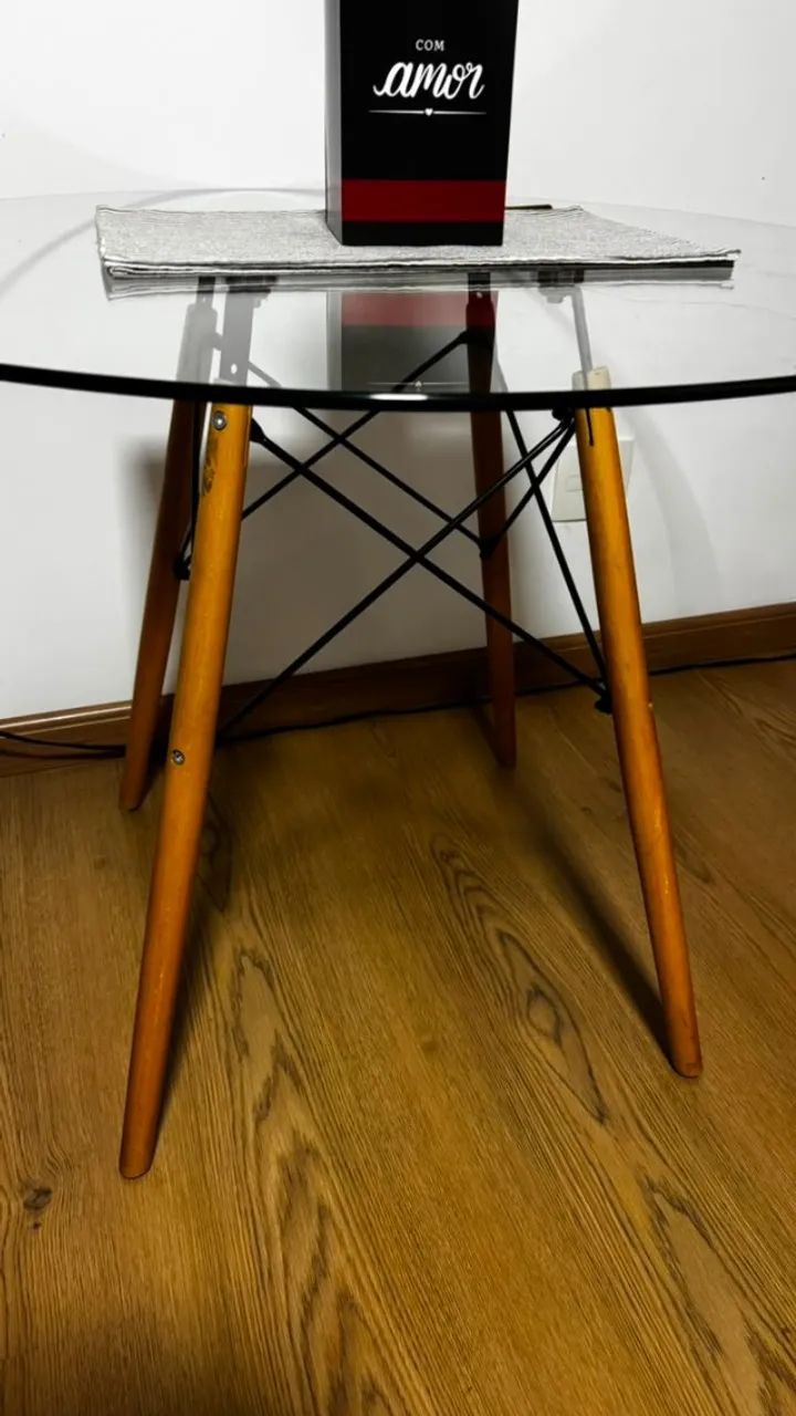 Mesa de vidro Eames Eiffel - 90 cm - Foto 2