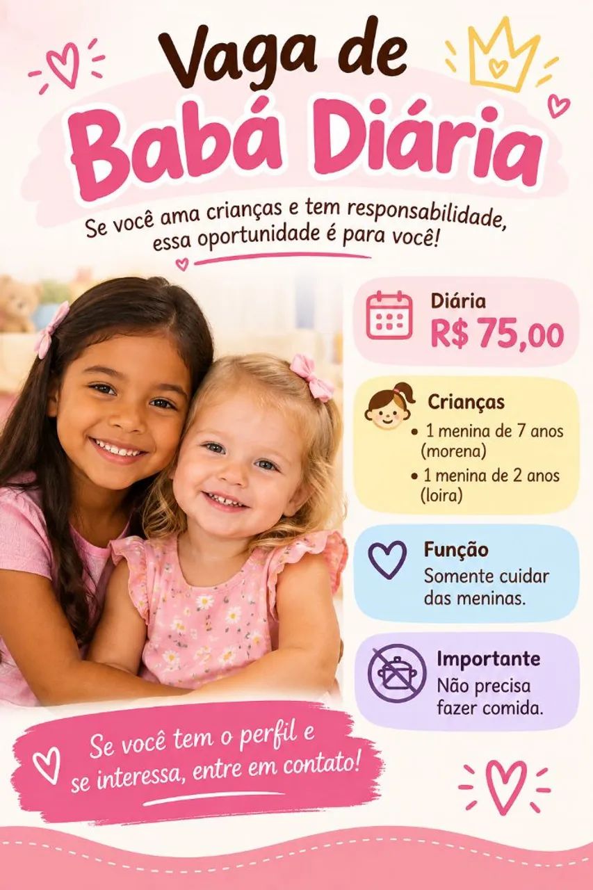 Preciso de baba 75,00 Diaria
