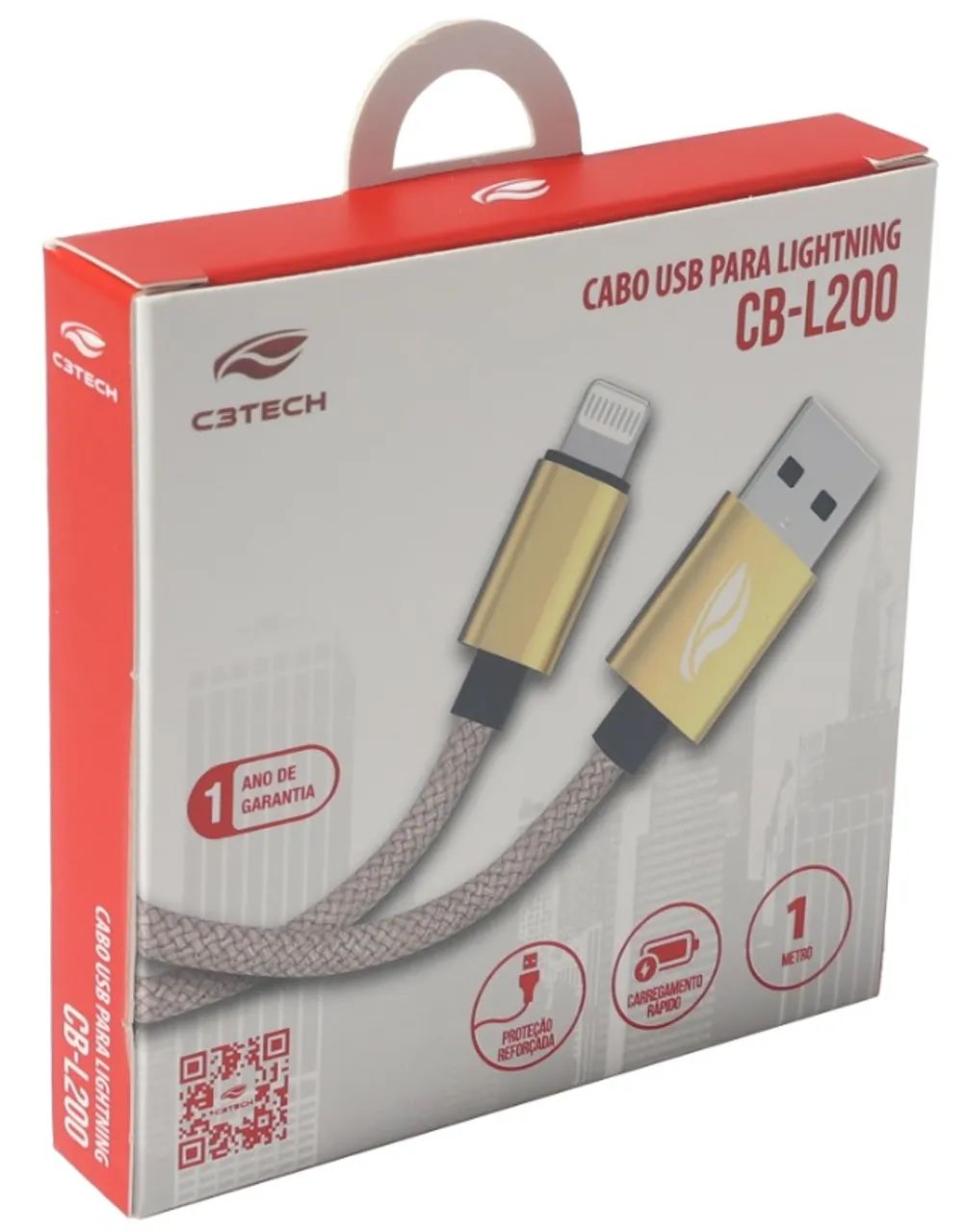 Cabo Cel C3Tech Lightning 1M 3A CB-L200GD - WZetta - Foto 3