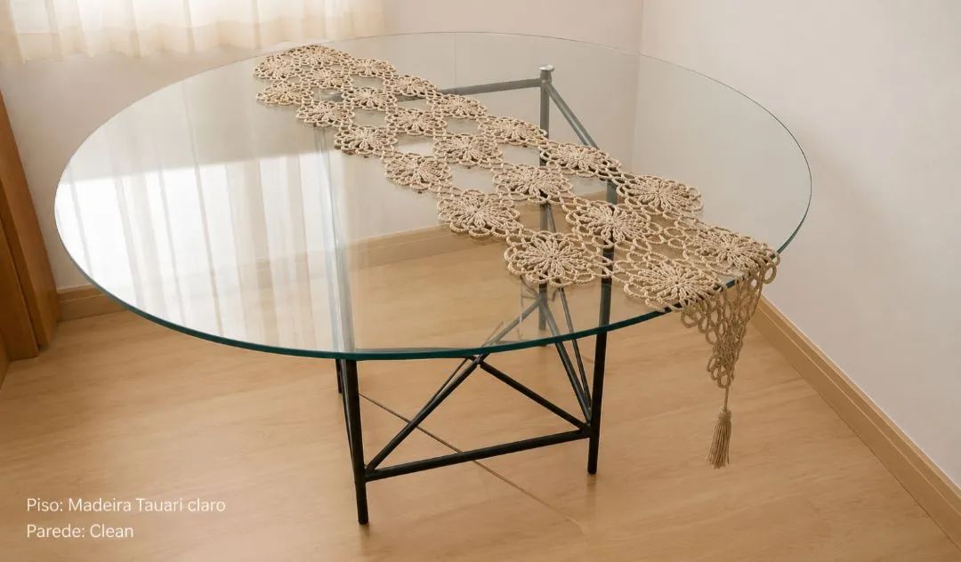 Mesa de vidro com base de ferro detalhe em ratan  - Foto 2