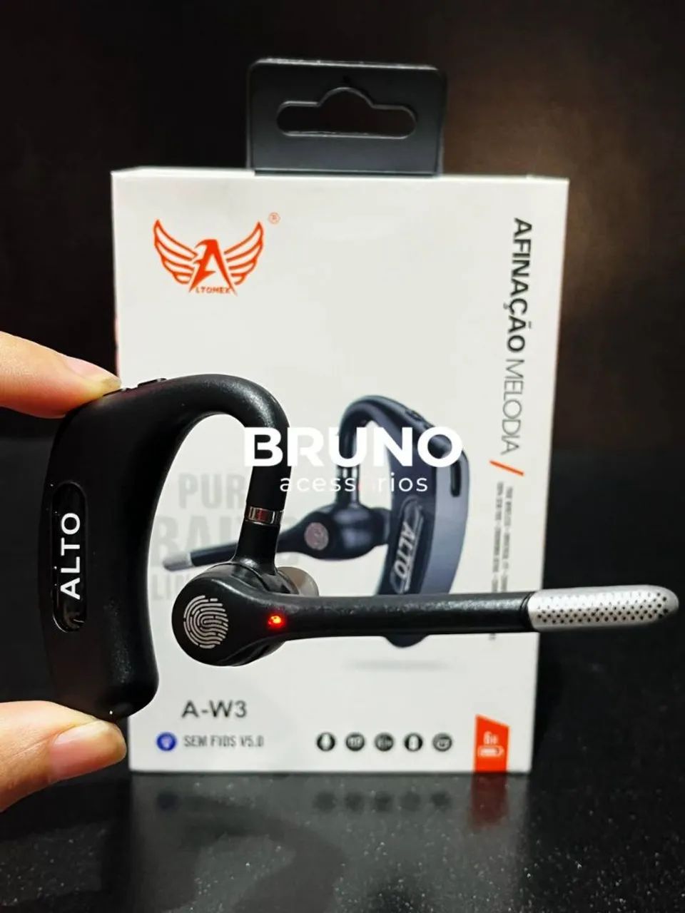 Fone de ouvido Bluetooth com microfone 