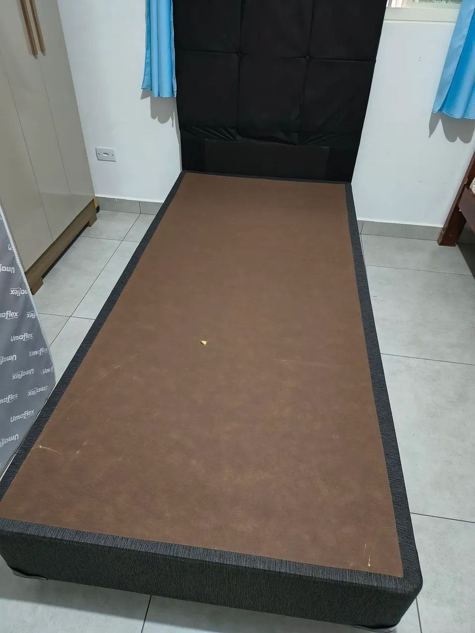 Cama box king star solteiro + cabeceira sued preto 