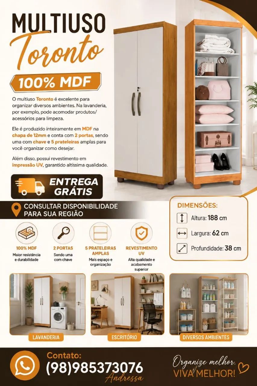 Multiuso c/5 prateleiras em 100% MDF