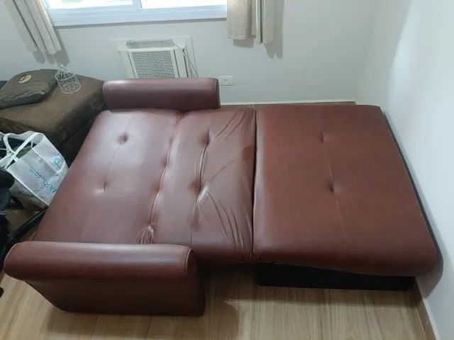Sofá-Cama Reclinável Usado 2 Lugares - Marrom - Foto 2
