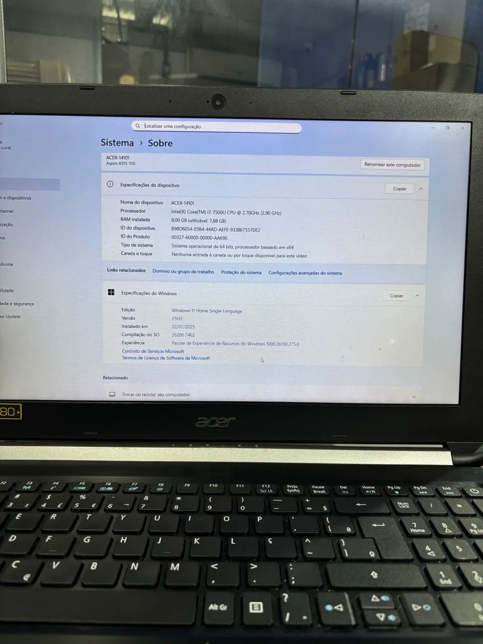 Notebook ACER I7