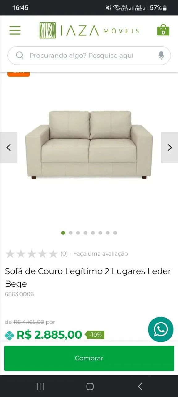 Sofá 2 lugares, semi novo, couro legítimo na cor bege. - Foto 5