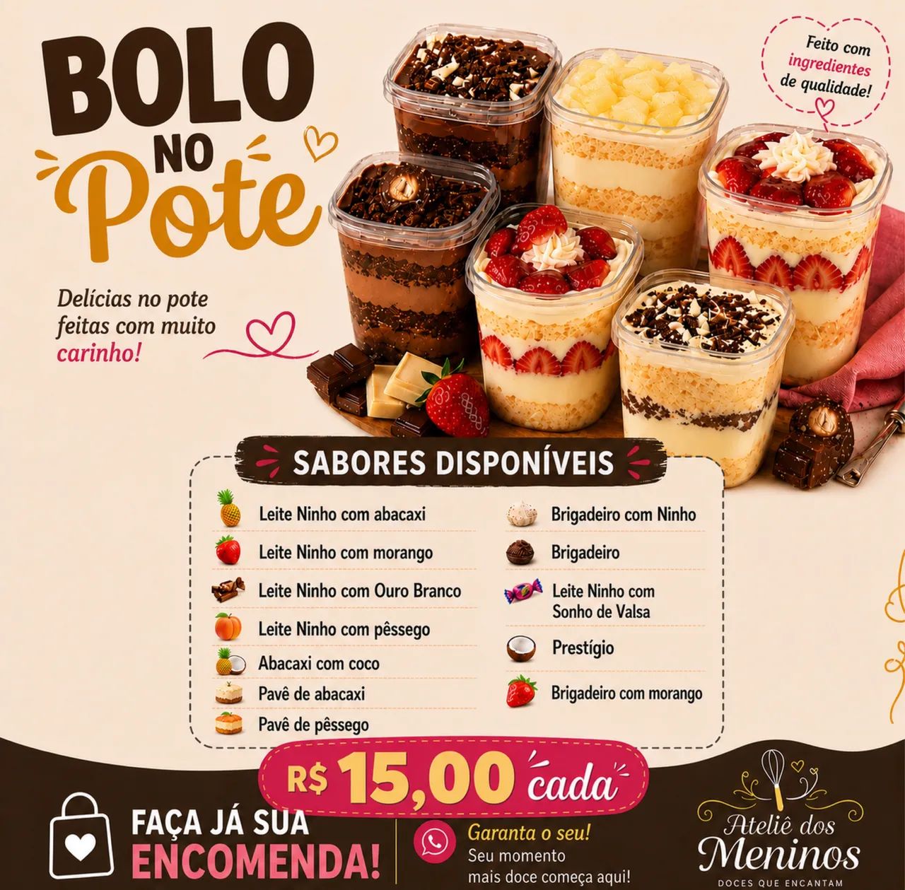 Bolos no Pote Sabores Diversos