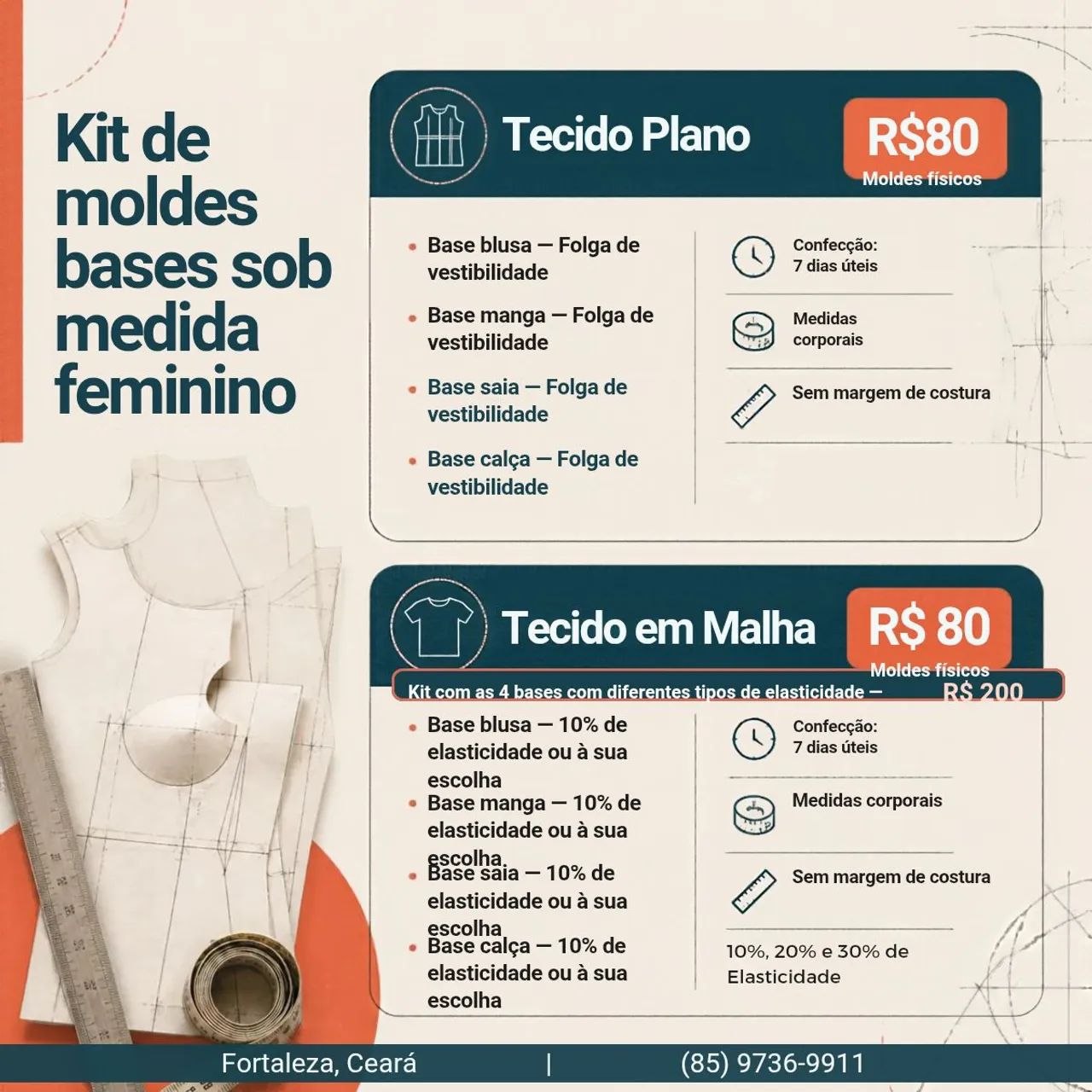 Kit de Moldes Bases Sob Medida Feminino 