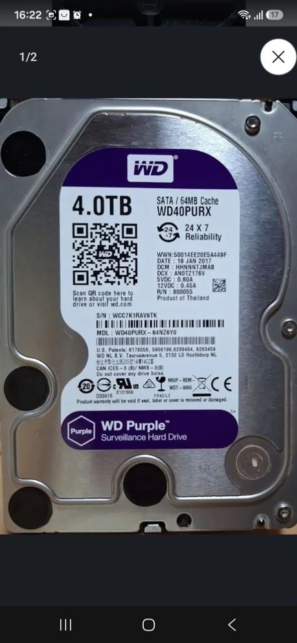 HD Interno western digital puple 4TB