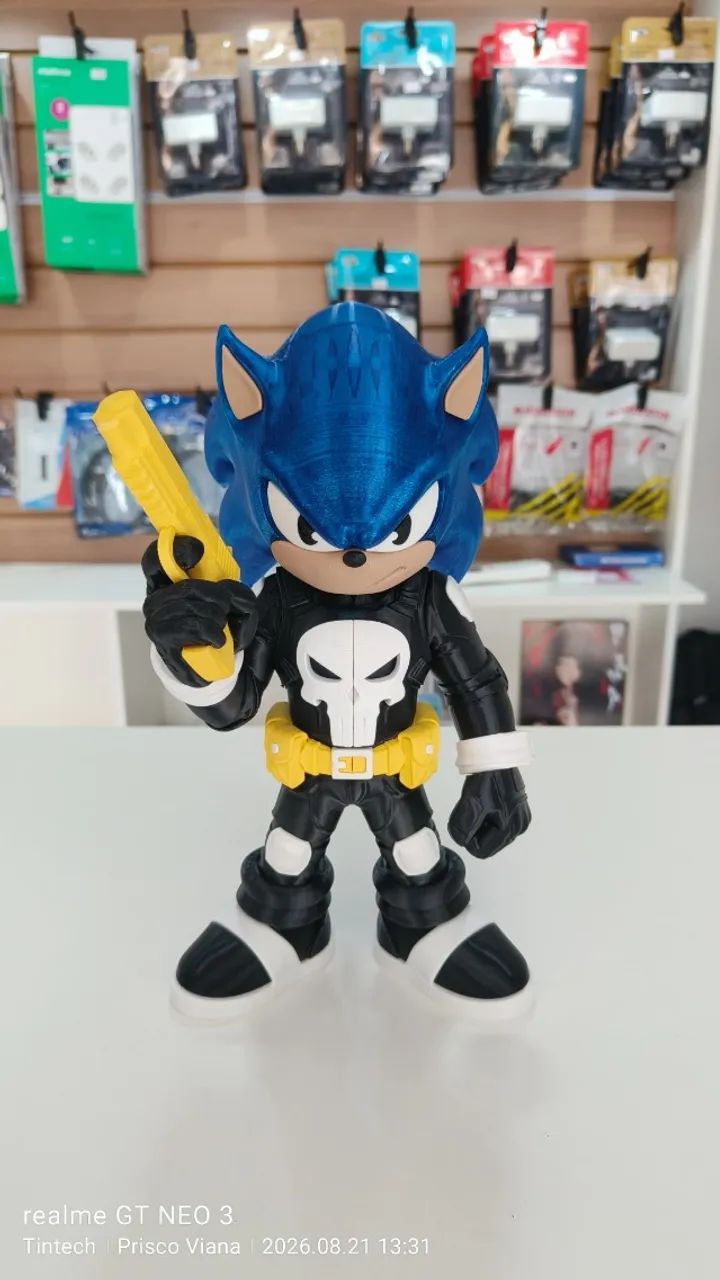 Sonic Justiceiro 30cm - Boneco 3D Colecionável