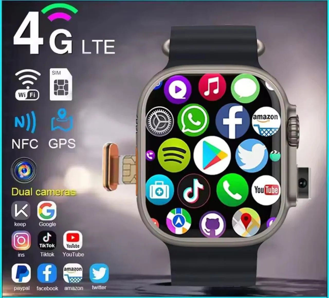 Relógio celular Smartwatch 4G com Tela Touch e Design Moderno inteligente digital - Foto 4