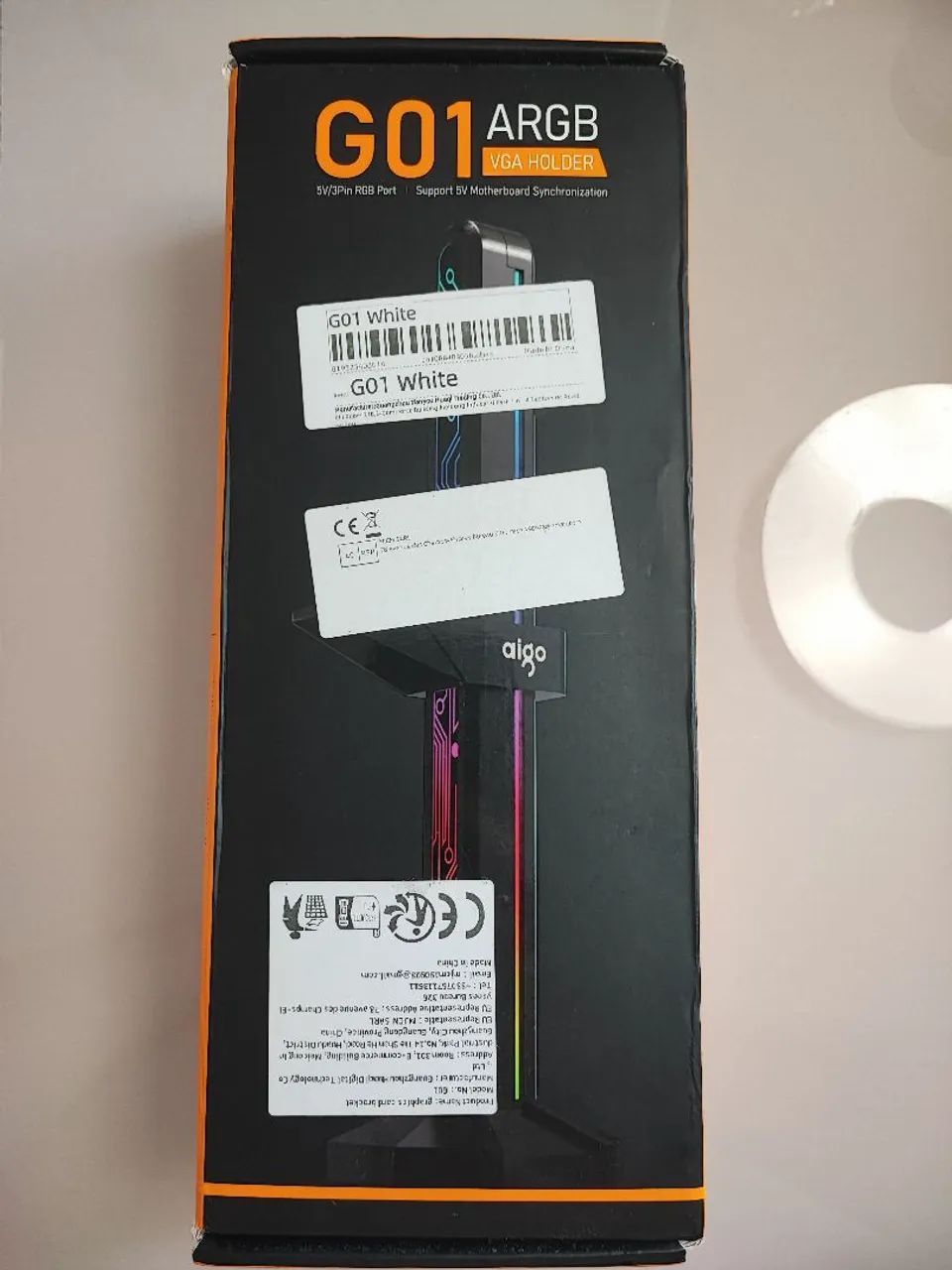 Suporte Vertical para GPU Aigo Branco ARGB 
