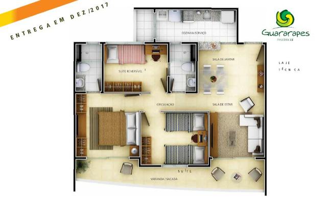 (DP) Chance Ùnica! Apartamento No Guararapes | 3 Quartos| | Fino Acabamento 02 Vagas - Foto 6
