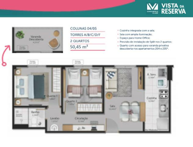 ALX - 67 - APÊ de 2 Quartos - Entrada Parcelada em 60 meses - Vista da Reserva - Foto 3