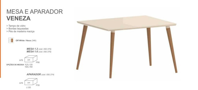 Mesa Veneza 1600cm para 06 cadeiras *nova na caixa