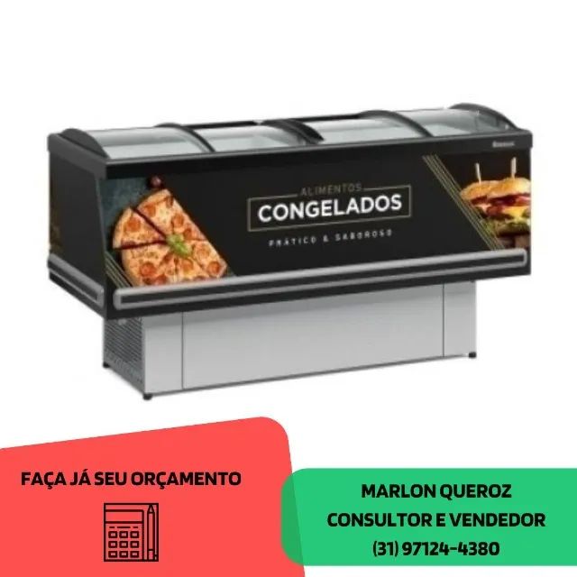 Ilha de Congelados Vidro Curvo Adesivada