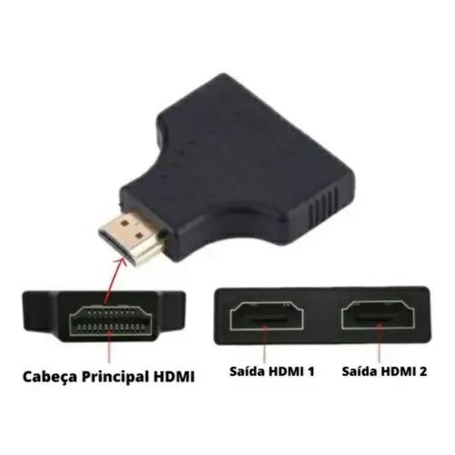 Adaptador Divisor Splitter 1 HDMI macho para 2 Fêmeas