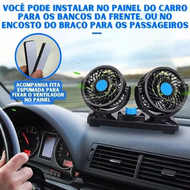 Ventilador Automotivo Duplo 12v Ajustável Carro Van Caminhão  Loja Coimbra Computadores - Foto 6
