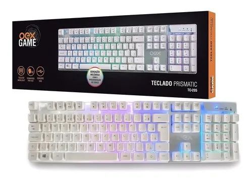Teclado Gamer Luminoso Oex Mecânico RGB Branco - Foto 2