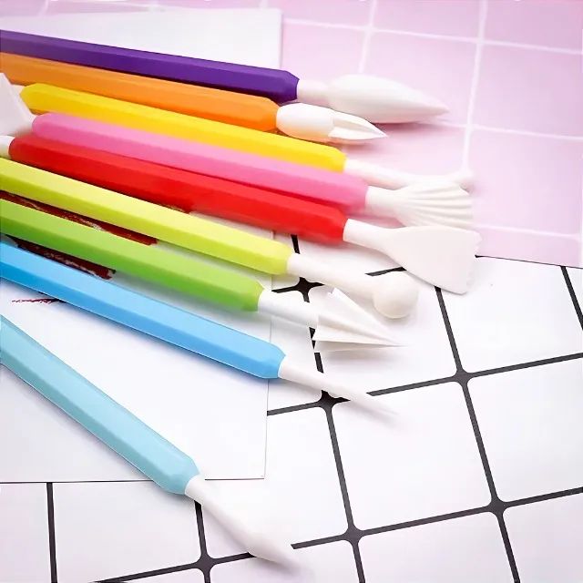 Estecas Esculpir Modelar Biscuit Massas Artesanato Kit C/ 8 - Foto 4