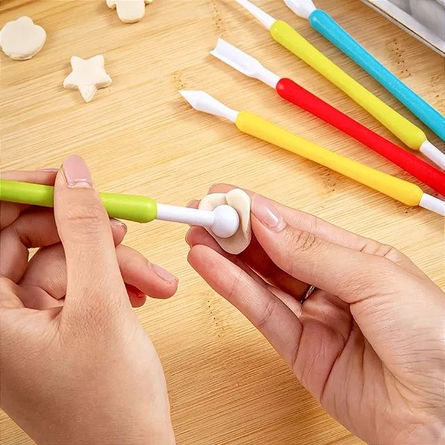 Estecas Esculpir Modelar Biscuit Massas Artesanato Kit C/ 8 - Foto 3