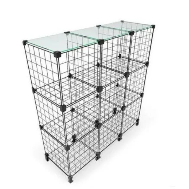 Balcão Aramado Com Tampo de Vidro - 0,90 x 1,00 x 0,30m