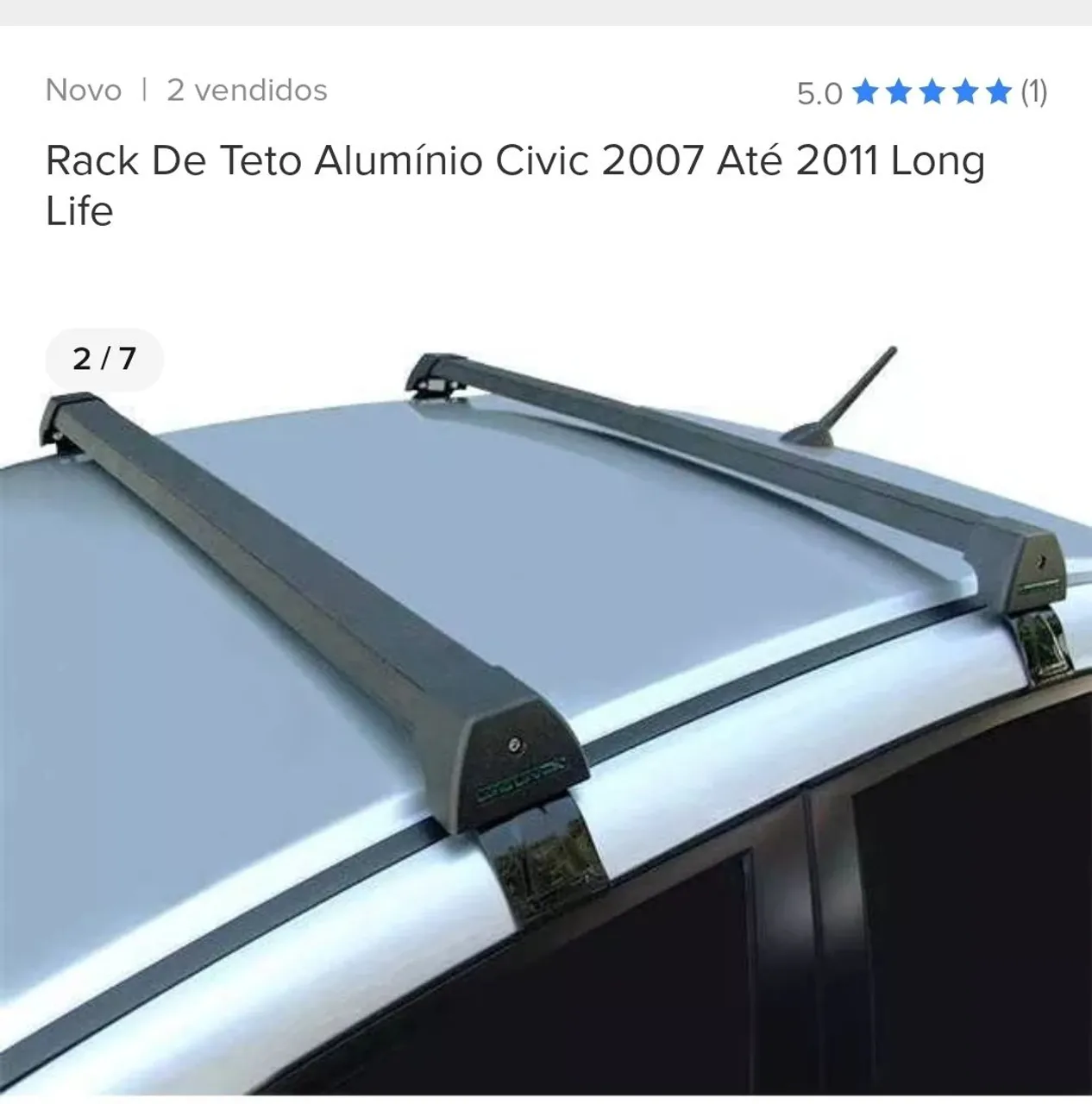 Rack de Teto Alumínio Civic 2007 até 2011 Long Life entrego