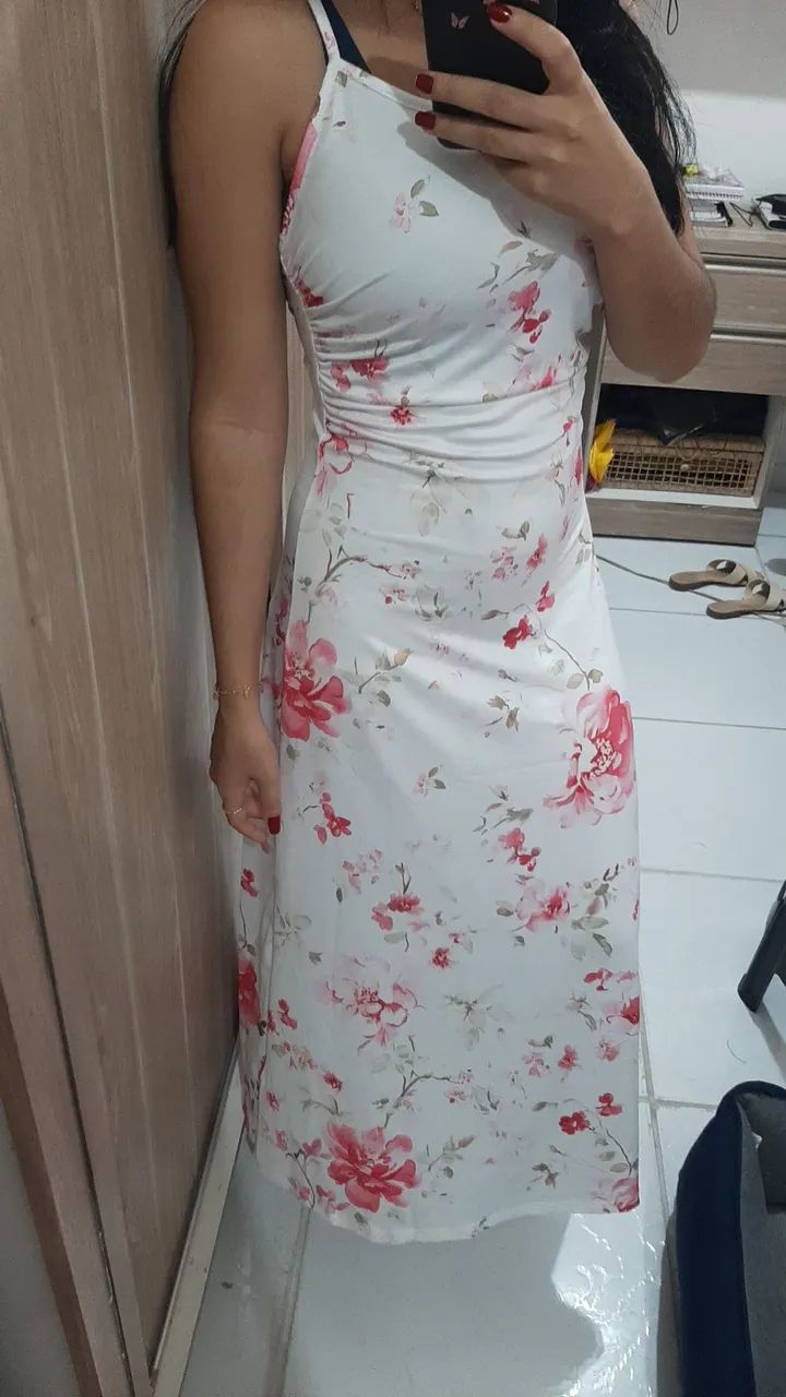 Vestido longo floral branco - Foto 4
