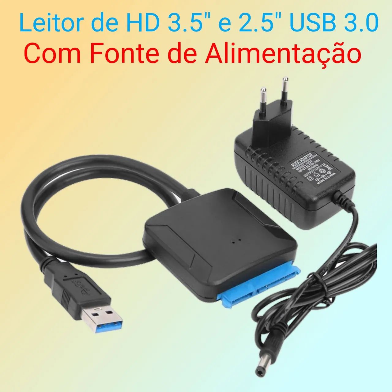 Leitor de HD 3.5" e 2.5" USB 3.0 com Fonte *Entrego Aceito Cartão