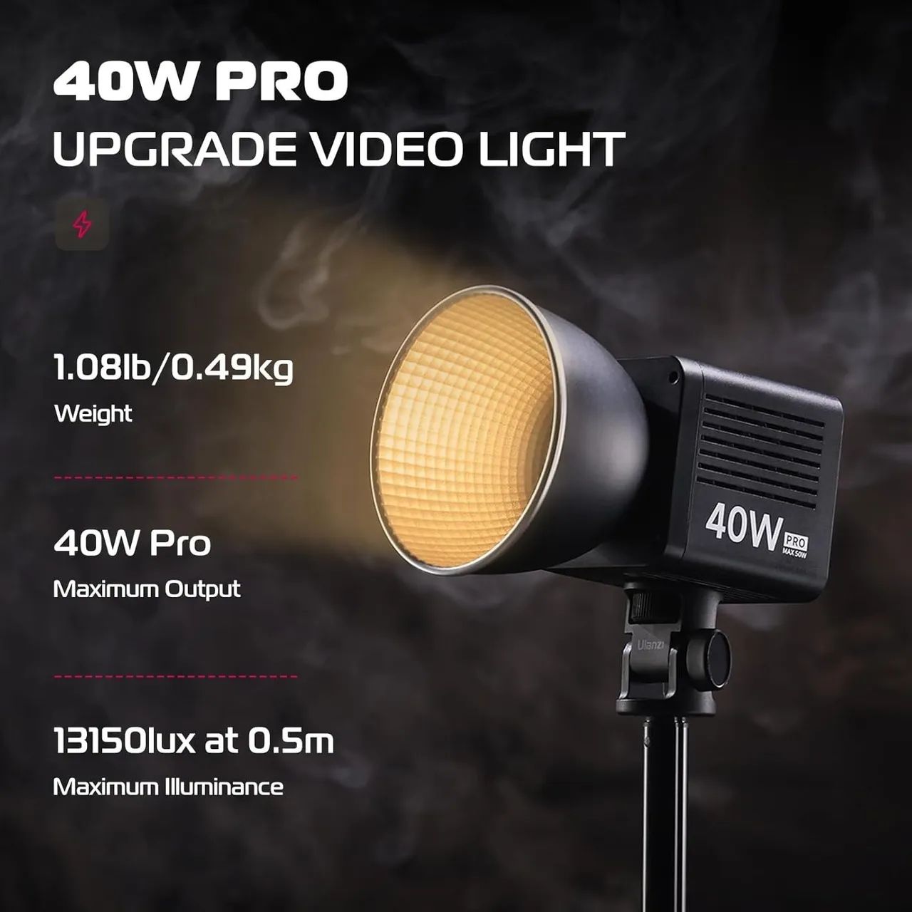 Ulanzi 40w pro Cob iluminação continua led BI color recarregavel - Foto 4