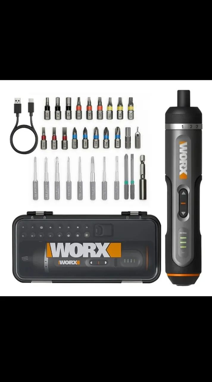 Parafusadeira Elétrica Worx com Kit de Bits nova nunca usada 