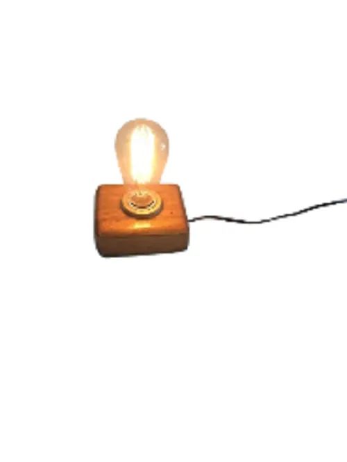 Abajur de mesa, Cubo de Madeira Maciça,   E27 Cabo 1,20m - Foto 3