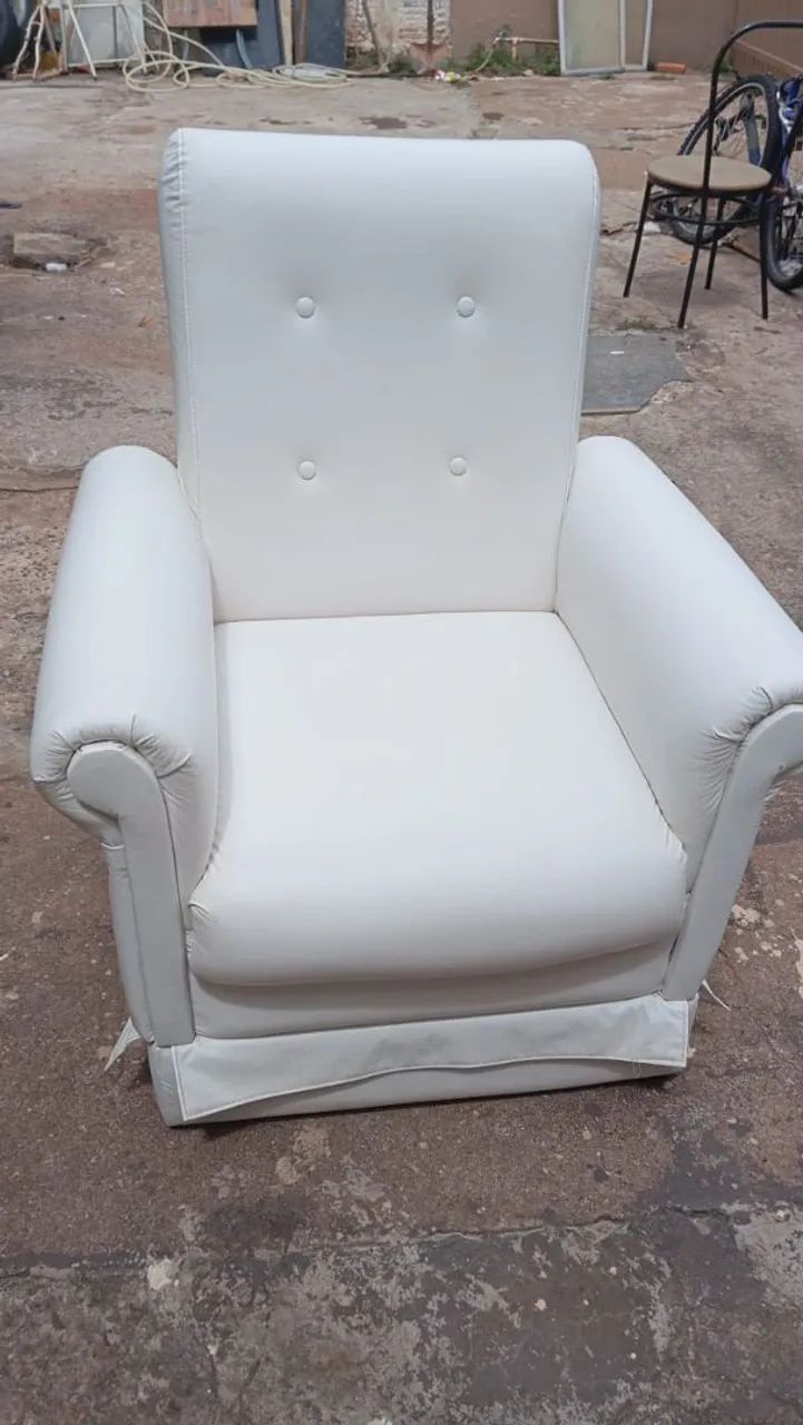 Poltrona branca de couro - Foto 2