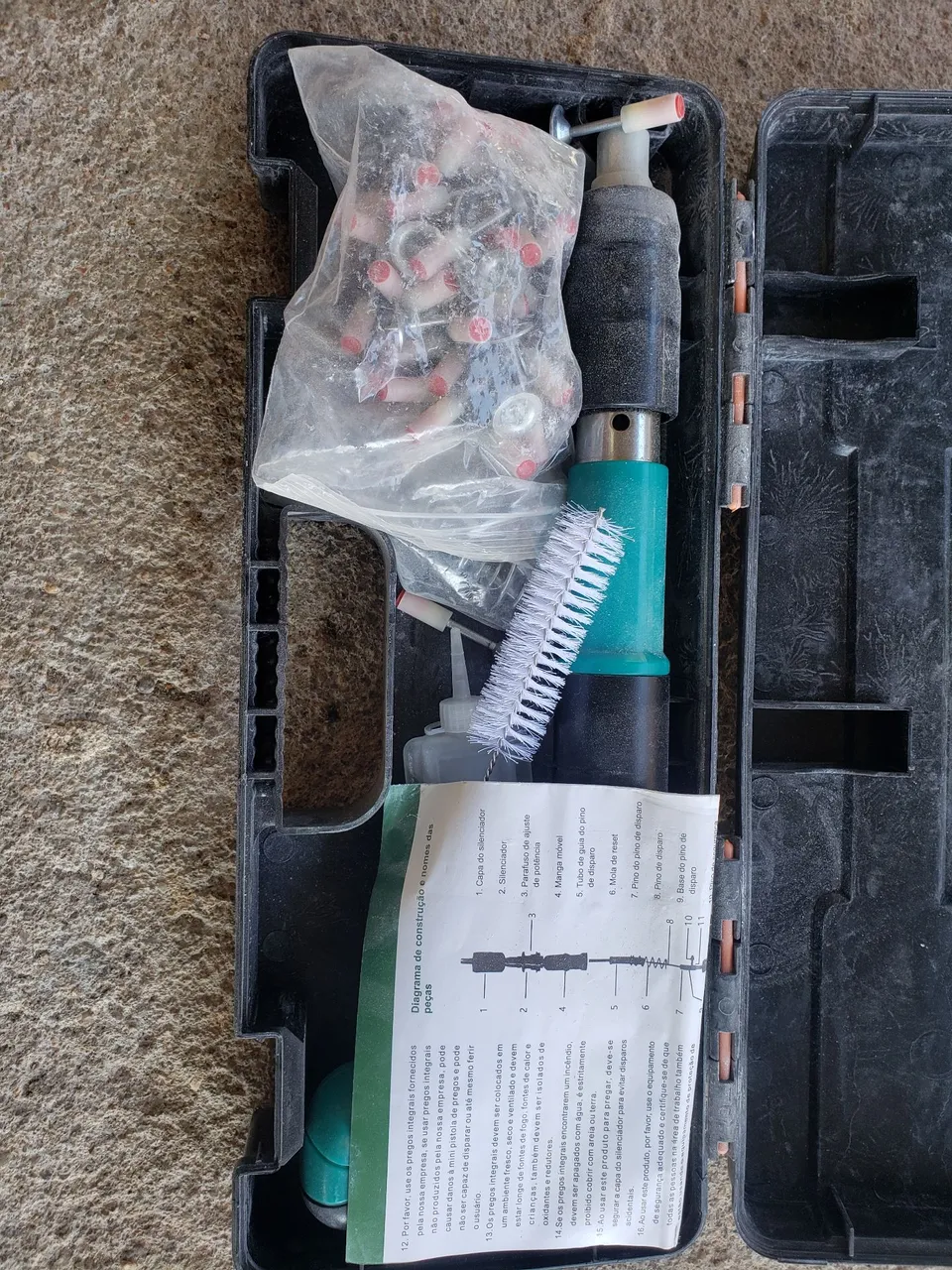 Kit Pistola de Pregos, finca pino a pólvora