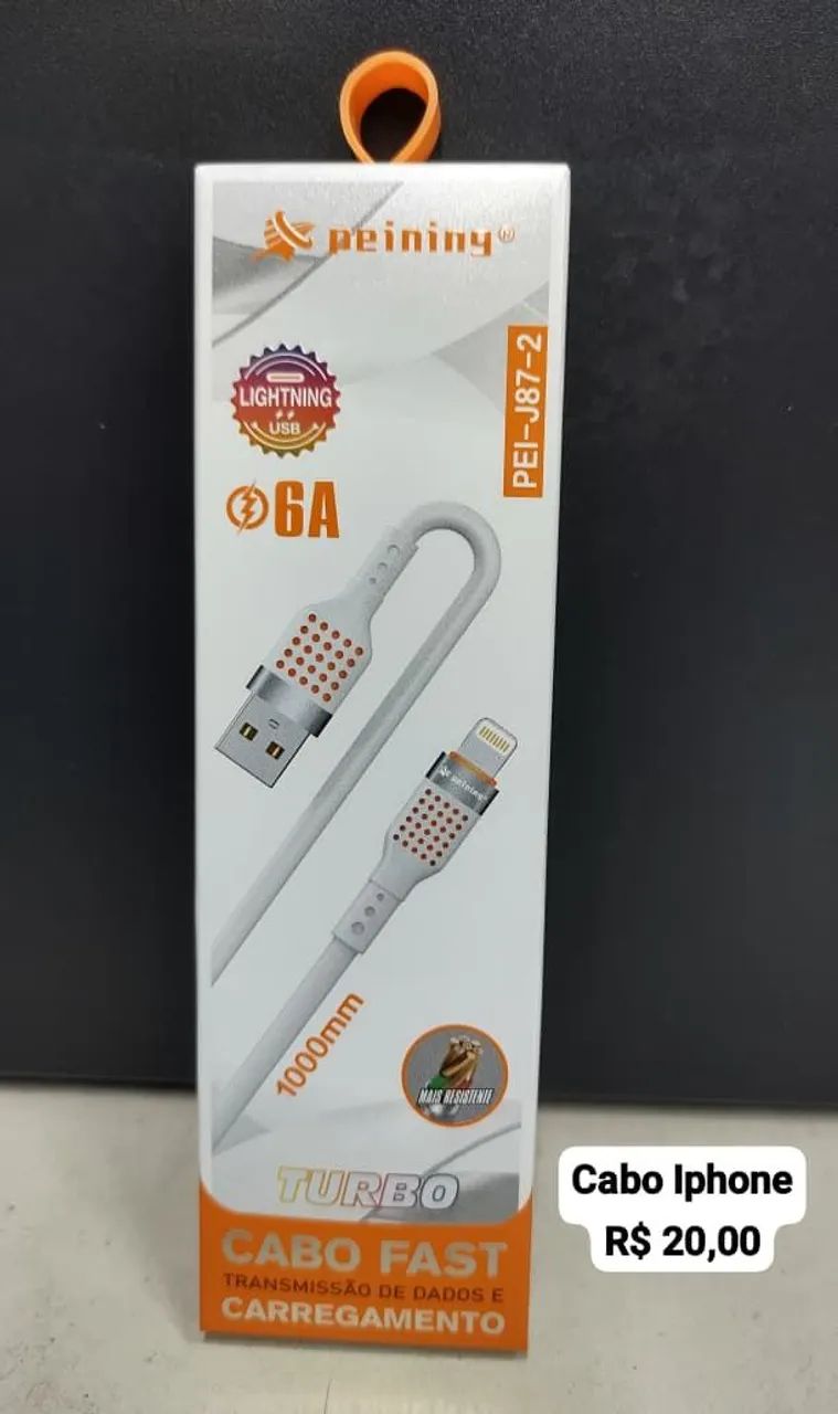 Cabo iPhone Turbo Fast Carregamento 6A - R$20,00