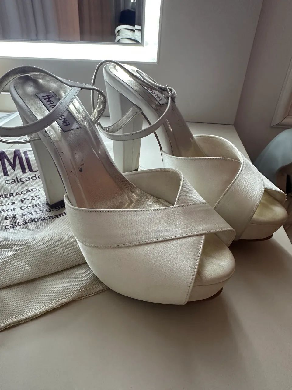Sandália Off White - Salto 12 cm - Foto 3