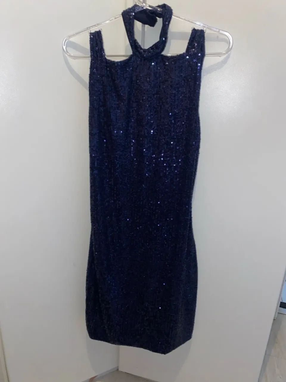 Vestido Azul Tubinho paetê festa novo - Foto 3