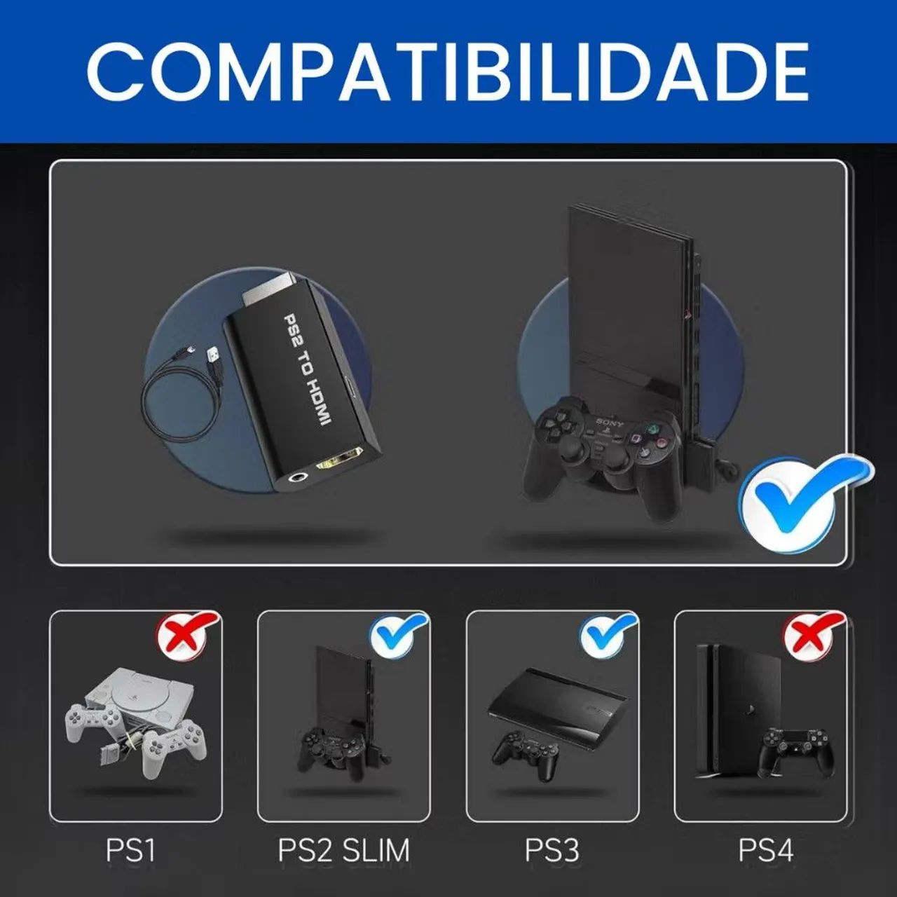 Conversor PS2 para HDMI - Imagem e Som em Alta Definição!<br> - Foto 4