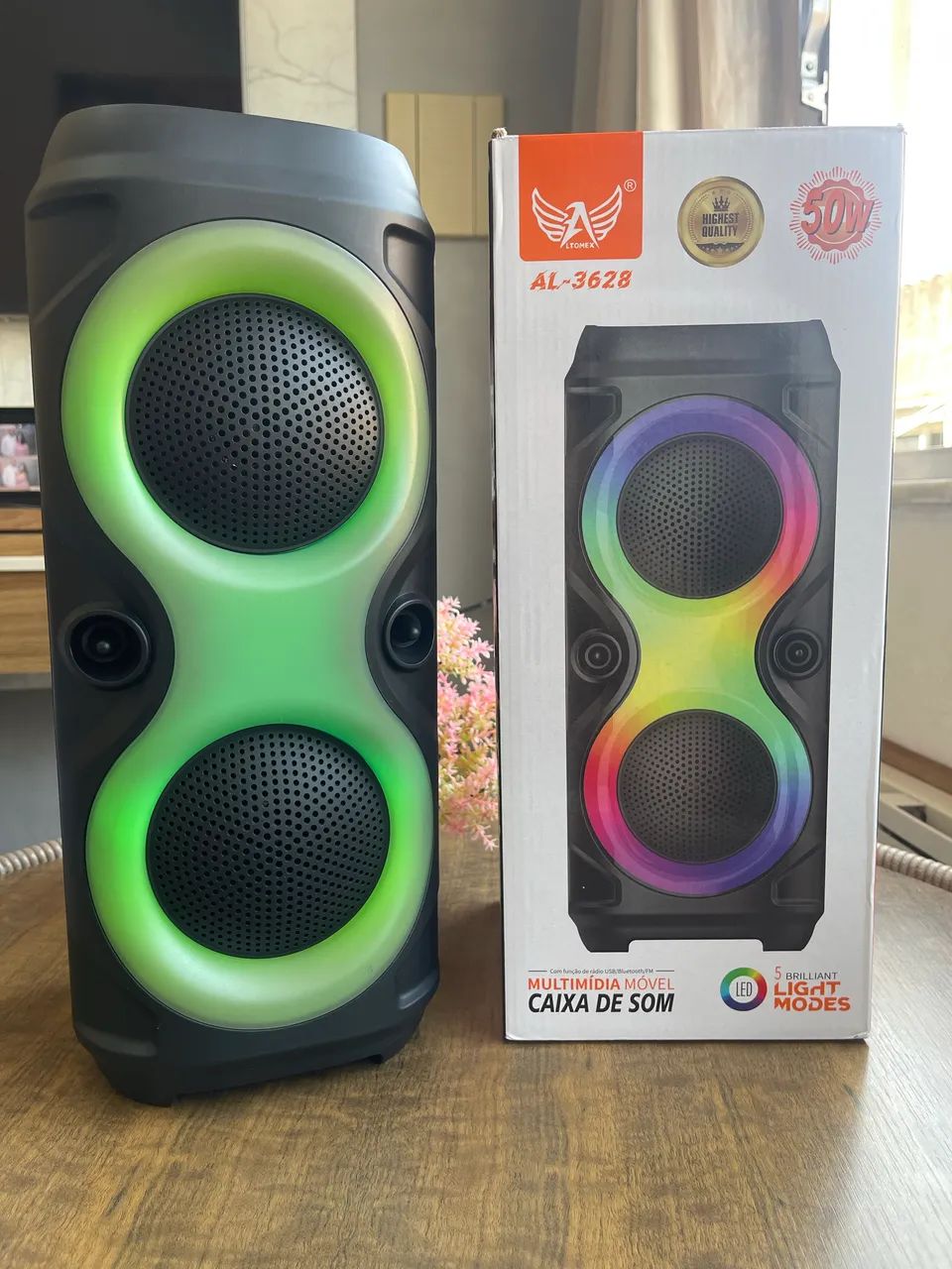 Caixa de Som 50W Bluetooth LED USB - Foto 2
