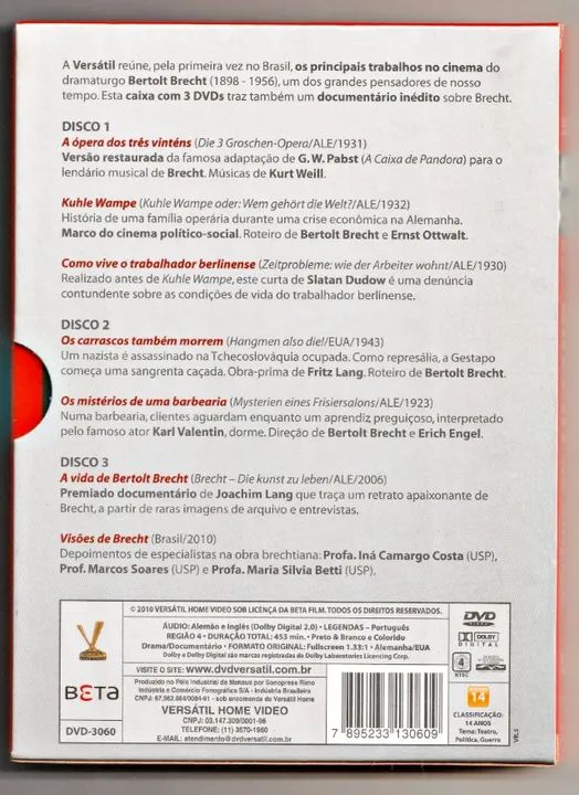 Box 3 DVD' S Bertolt Brecht no Cinema (Produto Novo ) - Foto 2