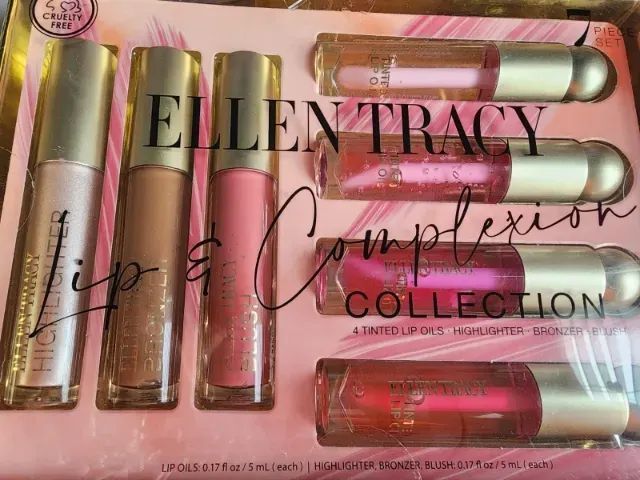 Conjunto Ellen Tracy para Lábios e Pele (4 Óleos Labiais, 1 Blush, 1 Bronzer, 1 Iluminador