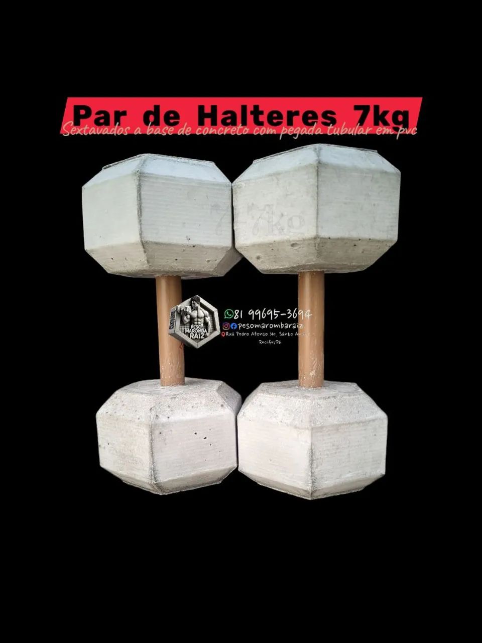 Par de Halteres 7kg - Concreto e PVC