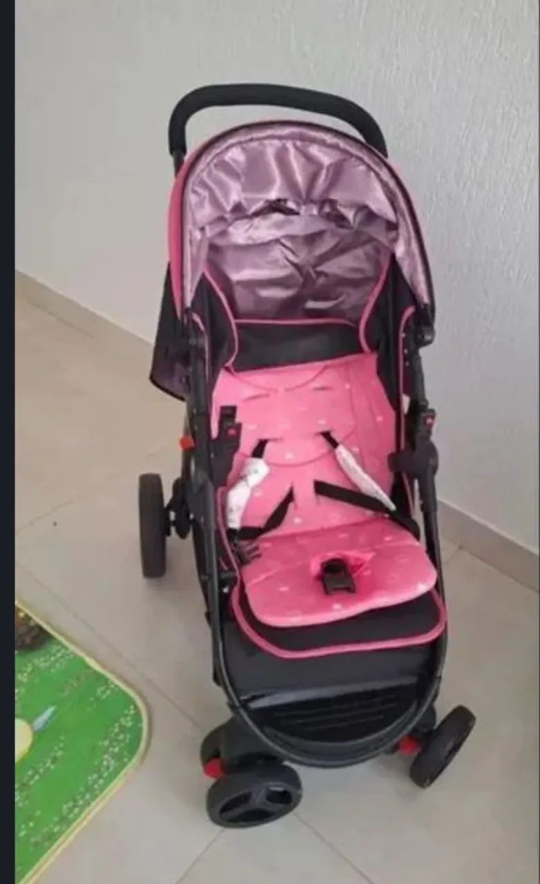 Carrinho cosco nexus rosa e bebê conforto