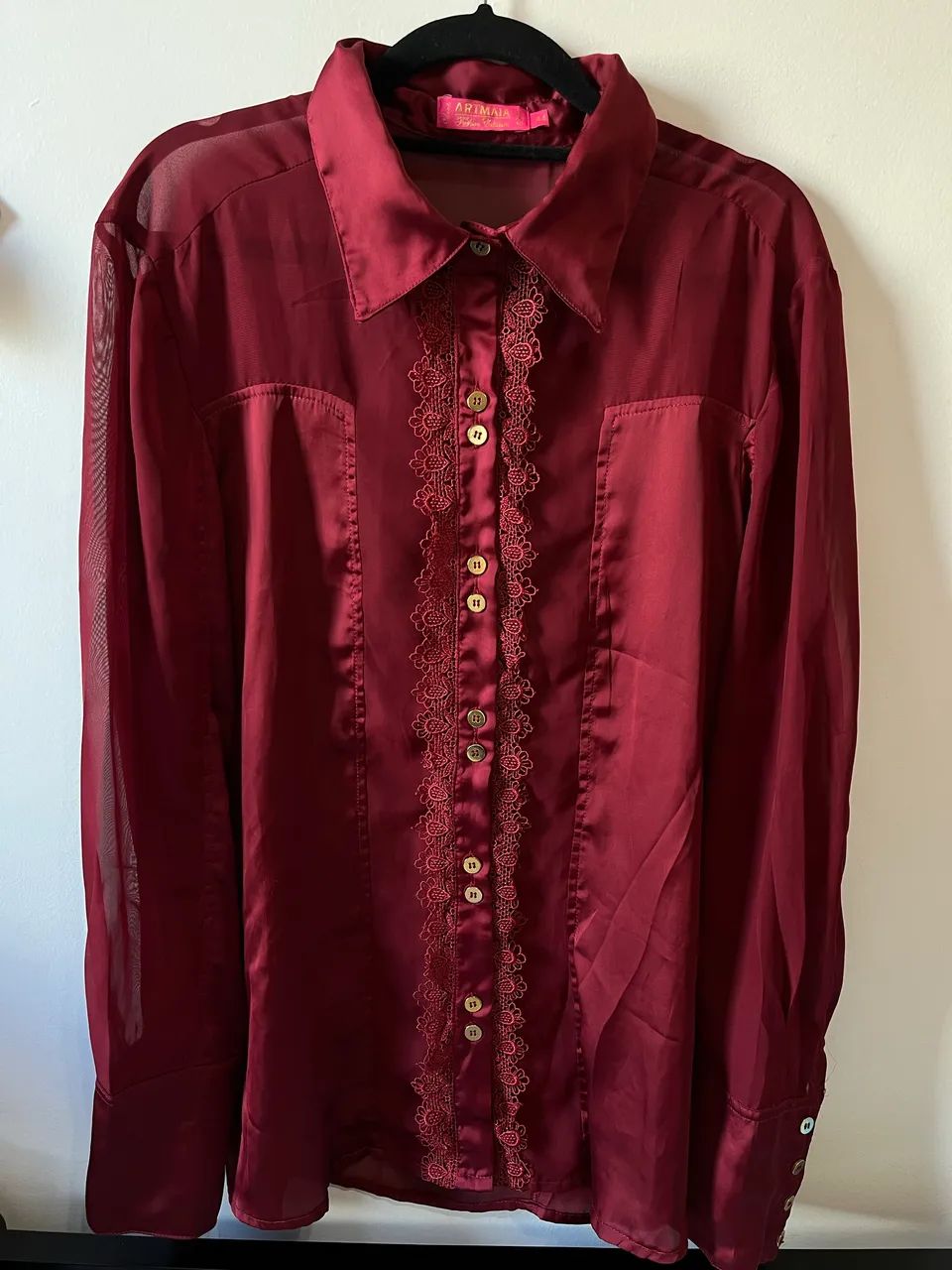 Camisa vinho feminina - Foto 3